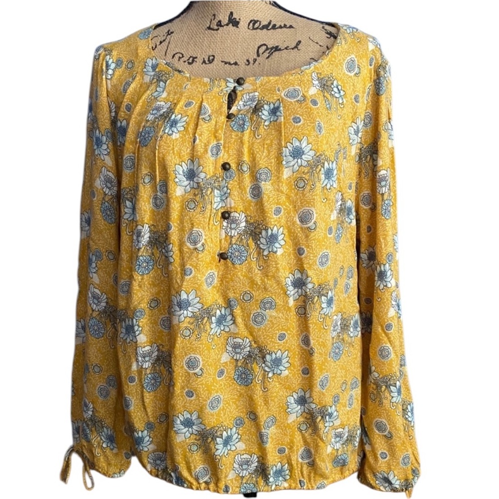 Lucky Brand Floral Yellow Top - Large NWT